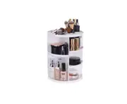 360-degree Rotating Makeup Rack Plastic Storage Box Storage Rack - WHITE