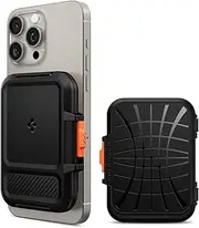 SPIGEN Lock Fit MagFit for iPhone 16 15 14 13 12 Pro Max Plus Mini MagSafe Case Card Holder, Built-in Magnetic Ring, Fabric Coating Anti Slip 3 Cards Phone Wallet - Black