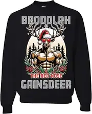 [wild custom apparel] Brodolph The Red Nose Gainsdeer Santa Theme Ugly Christmas Crewneck Sweatshirt