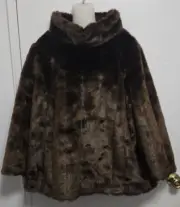 Banana Republic Womens XL Faux Fur Brown Turtle Neck Pullover Jacket / Sweater