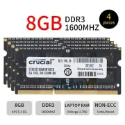 Crucial 32GB 4x 8GB 1600MHz DDR3L PC3L-12800S 1.35V SODIMM Laptop Memory RAM BT
