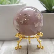 Flower Agate Egg Sphere - Natural Pink Red Cherry Blossom Stone Crystal #FAS75