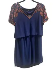 Spotlight by warehouse Blue Veeneck Cap Sleeve dress UK16 BNWT￼ hand beaded Boho