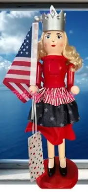 Statue Liberty Girl Stars Stripes American Flag patriotic Nutcracker 14”