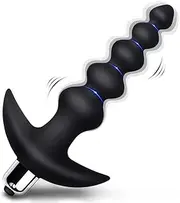 YuAiBaoBei Vibrating Anal Beads Butt Plug - Flexible Silicone 16 Vibration Modes Graduated Design Anal Sex Toy Waterproof Bullet Vibrator for Men, Women and Couples