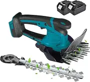 Hedge Trimmer Cordless, 2-in-1 Cordless Hedge Trimmer & Grass Shear Compatible with 2 Battery Charger, Handheld Electric Grass Shears, for Trimming Garden Hedges and Bushes