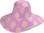 [Yoogain] Yellow Peach Pattern Foldable Floppy Sun Hats for Women for Beach Decorative Summer hat for Women Golf Vacation Must Gorro para sol, Yellow Peach Pattern, One Size