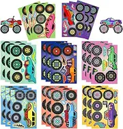 8 Sheets Monster Truck DIY Stickers – Create Your Own Monster Truck Faces, Fun Craft Activity for Parties, Birthday Favors, Classroom, Teacher Rewards & Creative Craft Projects