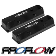 Proflow Valve Covers Alloy Fabricated Black TallHolden 253 308Holden Logo Pair