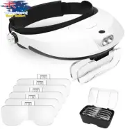Headband Magnifier, 1X to 6X, LED Light, Jewelry Loupe, Watch Repair