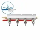 Gas Line Manifold Splitter 4 Output With Check Valve - Keg, Kegerator