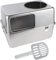 Generic Hooded Cat Litter Box with Lid Kitten Potty for Indoor Cats Kitty Litter Tray Sandbox, Without Pedal
