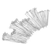 600Pcs Flat Head Pins Plated Ball Head Pins Eye Pins 30mm 40mm, Silver