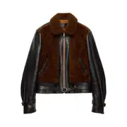 [Prada] Prada Shearling Leather Jacket 50 IT BROWN/BLACK