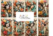 Junk Journal Ephemera Scrapbooking Card Toppers Journal Cards Steampunk Ladies