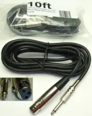 10ft XLR~1/4"Mono Professional Microphone/PA Audio Cable/Cord/Wire 3pin~6.3mm TS