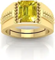 [RRVGEM] Pukhraj Ring 14.00 Carat Certified AAA++ Quality Natural Yellow Sapphire Pukhraj Gemstone Ring Gold for Men and Women's, Metal, Sapphire