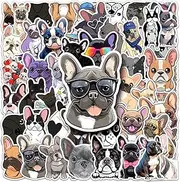 50 Packs French Bulldog Stickers Water Bottles Laptop Phone Motorcycle Computer Guitar Skateboard Hydroflasks Animal Vinyl Sticker Waterproof Aesthetic Trendy Decals for Teens Girls Adults