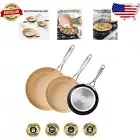 Ceramic Nonstick Skillet Set - 8", 9.5", & 11" Induction-Compatible Cookware