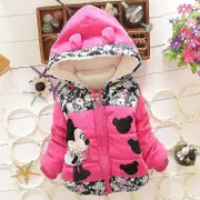 Baby Kids Girl Minnie Winter Padded Coat Hooded Puffer Jacket -NMAOV Rose Red 1-2 Years