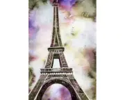 Eiffel Tower watercolor painting. Fine art Eiffel Tower, Paris skyline (print)