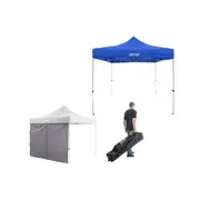 Gazebo 3m x 3m Heavy Duty Steel Frame UPF50+ 3x3m Wheeled Gazebo Bag + Gazebo Side Wall