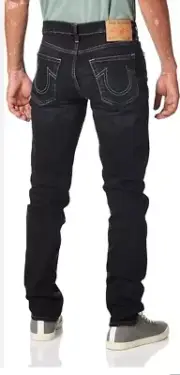 True Religion Men's Geno Slim Fit Jean Grey Gloowy Wash Sz 32