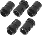 X AUTOHAUX M20x1.5 Cable Glands 15.8mm / 0.62" Bellows Waterproof Joint Straight-Through PA6 Nylon Black 5 Pcs