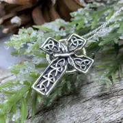 Solid Sterling Silver Celtic Dove Cross Necklace Scottish Scotland W/FREE CHAIN