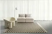 Malibu Green and Cream Checkered Washable Rug