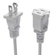 Short Extension Cord 1 Foot US 2 Prong Extension Cords 2 Outlet White Extensi...