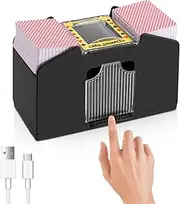 Vvciic Automatic Card Shuffler 1/2/4 Decks, USB/Battery Operated Playing Card Shuffler, Electric Card Shuffler for Home Card Game, UNO, Blackjack, Texas Hold'em