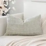 Corduroy Decorative Throw Pillow Covers 12x20 20" x 12" (Pack of 1) Light Grey