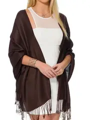 Pashmina Shawls and Wraps for Evening Dresses, Large Soft Pashminas Brown