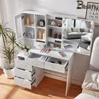 Large Dressing Table With Sliding Mirror Drawers Vanity Set Bedroom Makeup Table