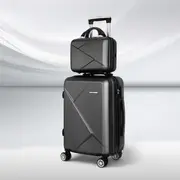 12" 20" Wanderlite 2pc Luggage Trolley Travel Suitcase Storage Carry On TSA Lock Black