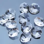 200pcs Clear Octagon Crystal Loose Beads Chandelier Lamp Part Curtain Accessory