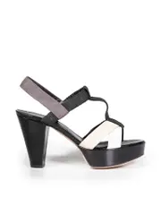 Cross Strap Leather Heeled Sandals