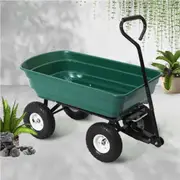 270kg Gardeon Garden Cart Dump Hand Trailer Trolley Wagon Wheelbarrow Pull 75L