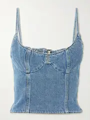 [Magda Butrym] Magda Butrym - Cropped Denim Bustier - Blue - FR 38 FR 38 Blue