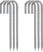 12 Inch Galvanized J Hook Rebar Stakes 6 Pack Ground Anchors for Tents