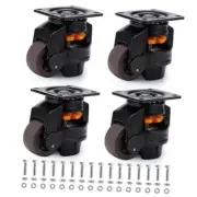 Skelang 4 Pcs Leveling Machine Caster, Retractable Plate Caster Wheel for