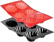 Moul Flex De Buyer 1904.01 Baking Mould Silicone 6 Fluted Brioches Red