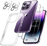 [5 in 1] Shockproof Bumper Phone Cover For iPhone 13 6.1-Inch, with 2-Pack Screen Protector and 2-Pack Camera Lens Protector