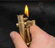 Pure Brass Cigarette Lighter nostalgic Retro Refillable Kerosene Lighter Gift