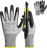 Cut Resistant Work Gloves MicroFoam Nitrile Coated-2 Pairs,KAYGO KG21NB, High Cut Level 5,Superior GRIP Performance,Wrapped for Vending,Ideal for General Duty Work