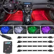 LEDGlow 4pc. Multi-Color LED Car Interior Underdash Lighting Kit - Universal Fitment - Music Mode - Auto Illumination Bypass Mode