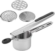 Cozioz Heavy Duty Professional Stainless Steel Potato Ricer, 3 Interchangeable Discs & Silicone Handles, Kitchen Tool for Mashing Potatoes, Making Hash Browns, Hummus, and Spaetzle