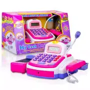 Toy Cash Register for Kids, Pink Cashier Toy for 3 Year Old Boy and Girl Toys Gi