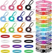 GGSTDDUP 36 Pcs Puppy Collar and Leash Set, Adjustable New Born Dog Collars and Leash Set Soft Nylon Whelping Puppy Collars for Litter Medium Small Dogs Walking Training